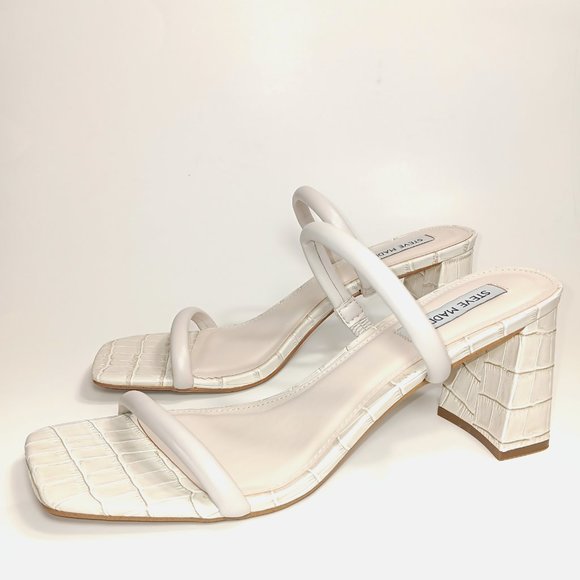 Steve Madden Shoes - New Steve Madden Womens Lilah Vegan Leather Croc Embossed Sandal Bone Size 9